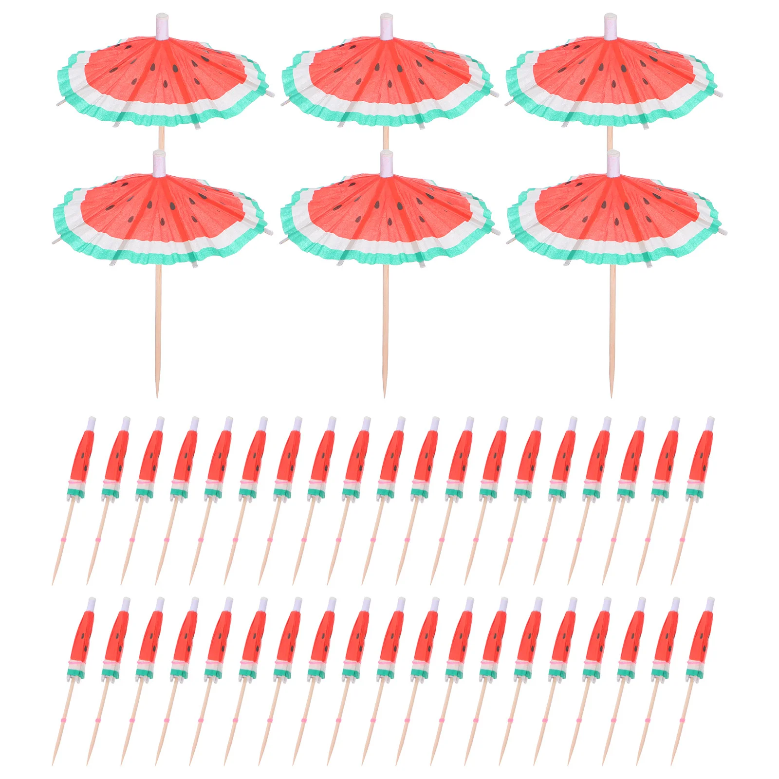 

100pcs Cocktail Umbrella Picks Watermelon Shape Fruit Decor Topper For Party Drink Bar Tool Supplies Unique Design Ice Skewers