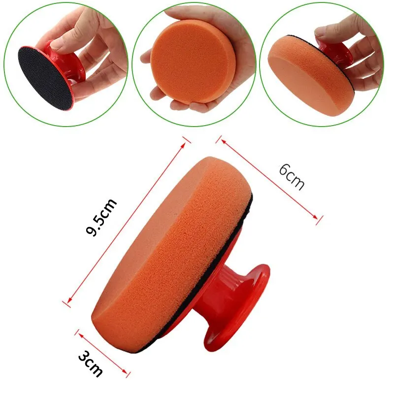 6 Pcs Set Car Wax Washing Polishing Sponge Cleaning Foam Kit Microfiber Applicator Pad Gripper Handle Car Styling Tool image 6