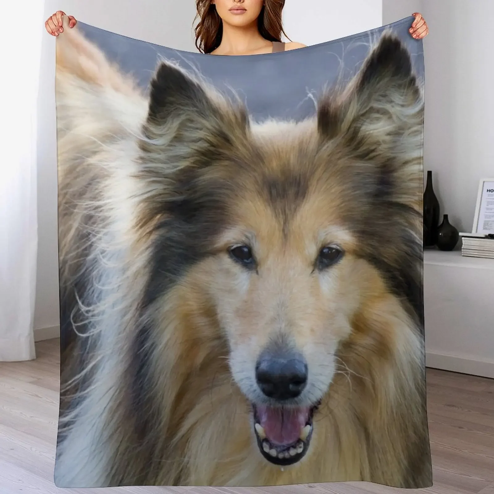 

New Happy Collie Throw Blanket Cozy Napping Blanket Gift for Mom Dad