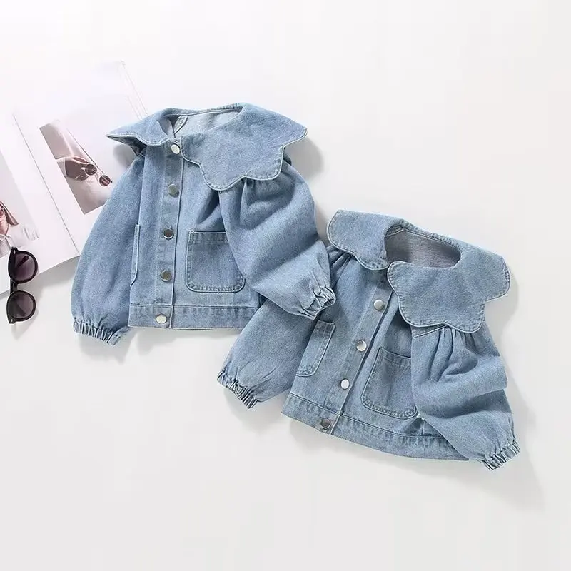 Spring Autumn Kids Denim Jackets for Girls Baby Korea Coats Fashion Child Kids Outwear Jeans Jackets2 4 6 7 Year 2023 New Jean