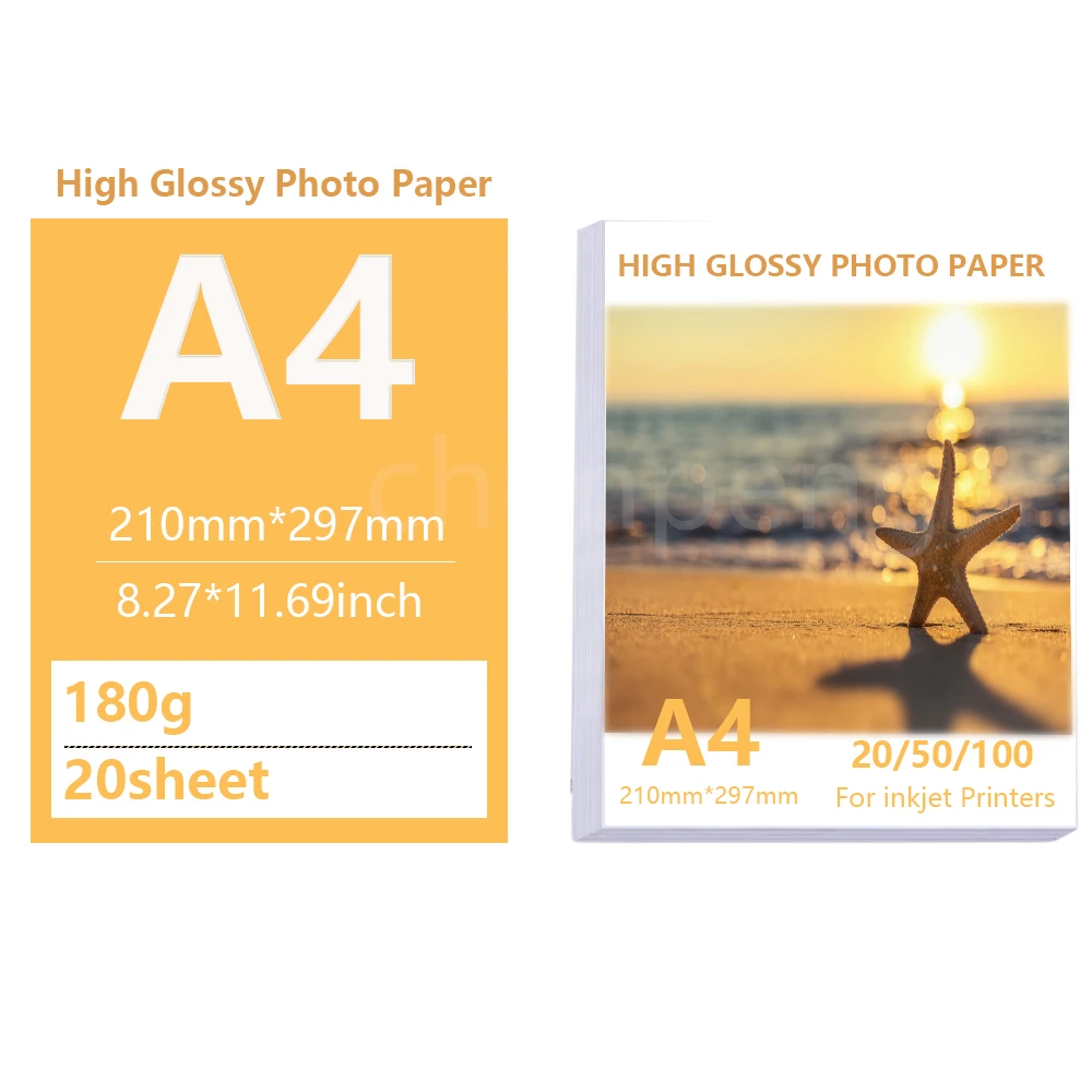 High Glossy Photo Paper Multi Specification 3R 4R 5R A4 Photo Printing Paper 180G Single-Sided Inkjet Glossy Photographic Paper