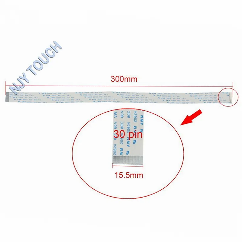 5 шт., 30 контактов, лента питания, 0,5 мм, шаг 300 мм, FFC кабель, FPC, Гибкий плоский кабель AWM 20624 80C 60 в, внешний вид одинакового типа A