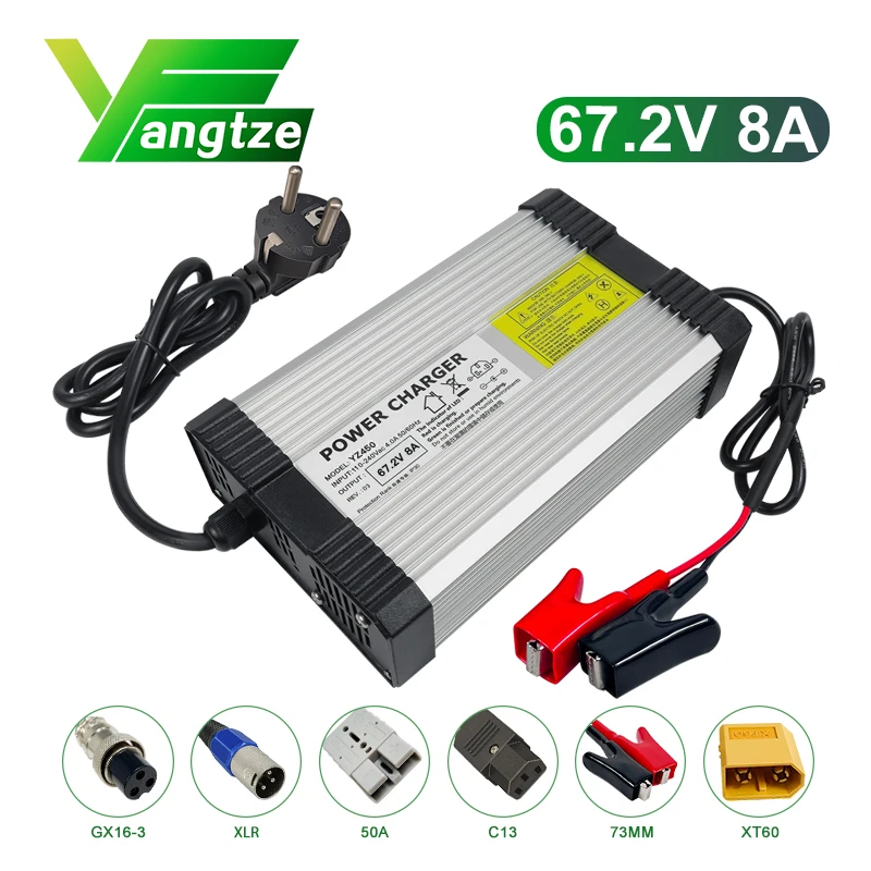 

Yangtze 67.2V 8A fast intelligent lithium battery charger 16 series for 60V EV electric motorcycle with cooling fan