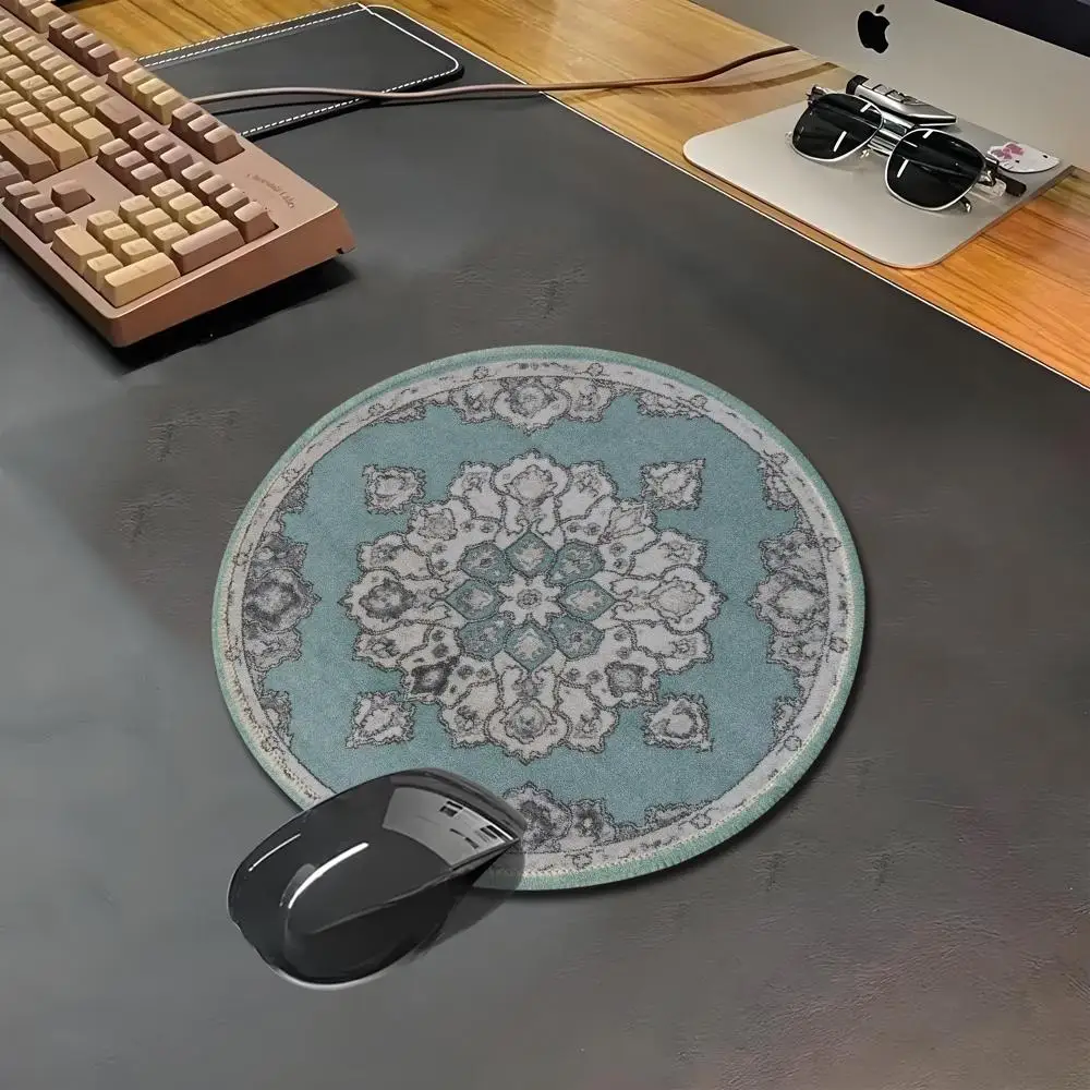 Persian Round mouse pad small XS Retro classic pattern table mat rubber anti-slip desk portable HYBXAXC PC desktop decoration