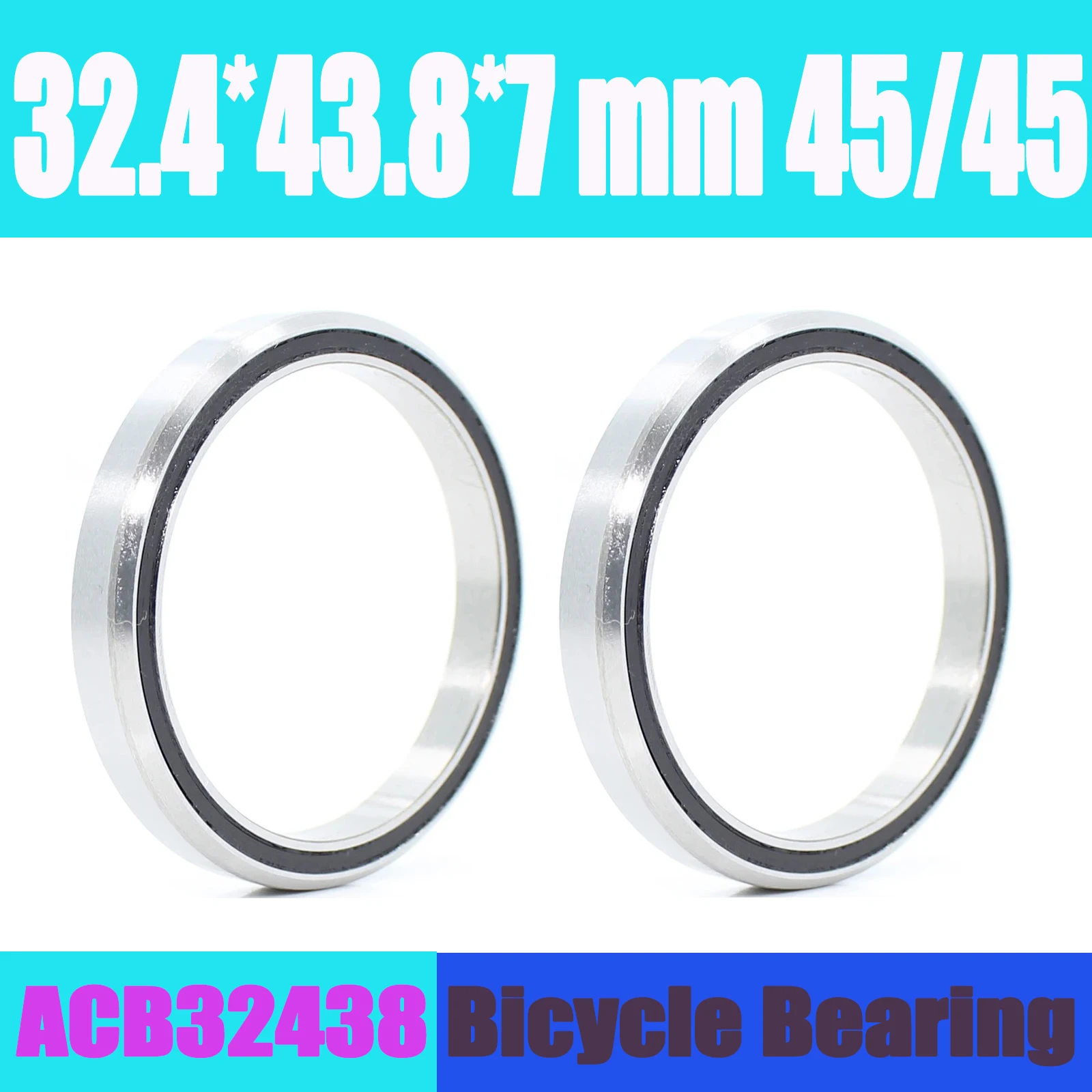 

ACB32438 Bike Headset Bearings 32.4*43.8*7 mm 45/45 2PCS ACB Road MTB Angular Contact Bicycle Bearing