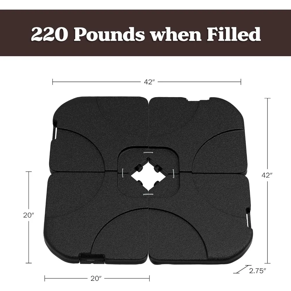 حامل مظلة للفناء الخارجي - قاعدة رملية شديدة التحمل لمظلات العارضة والكابولي والإزاحة بسعة 220 رطل