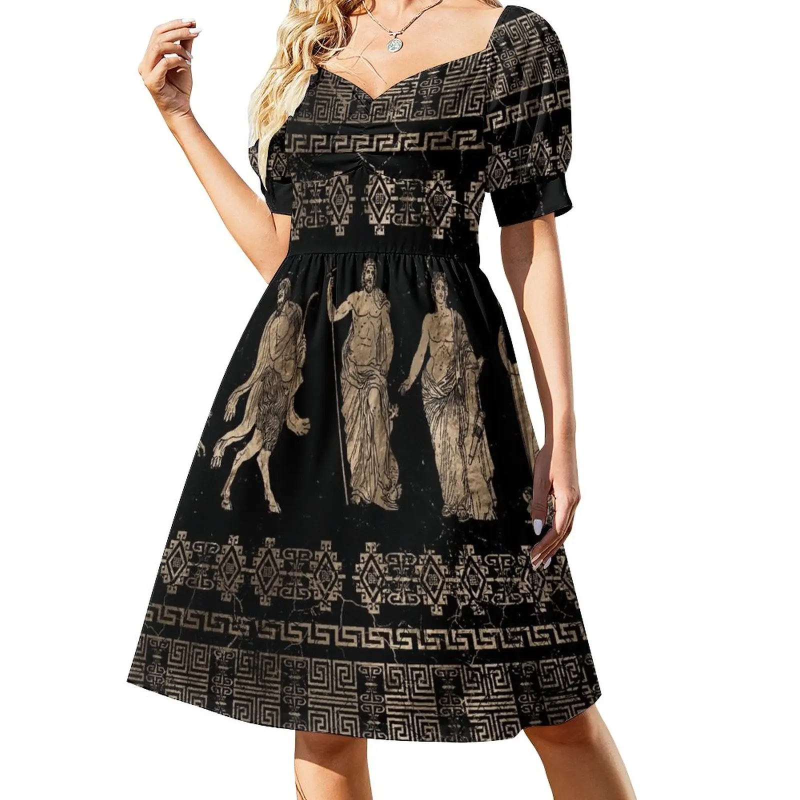 Greek Dieties and Meander key ornament Dress Aesthetic clothing dresses for women 2023