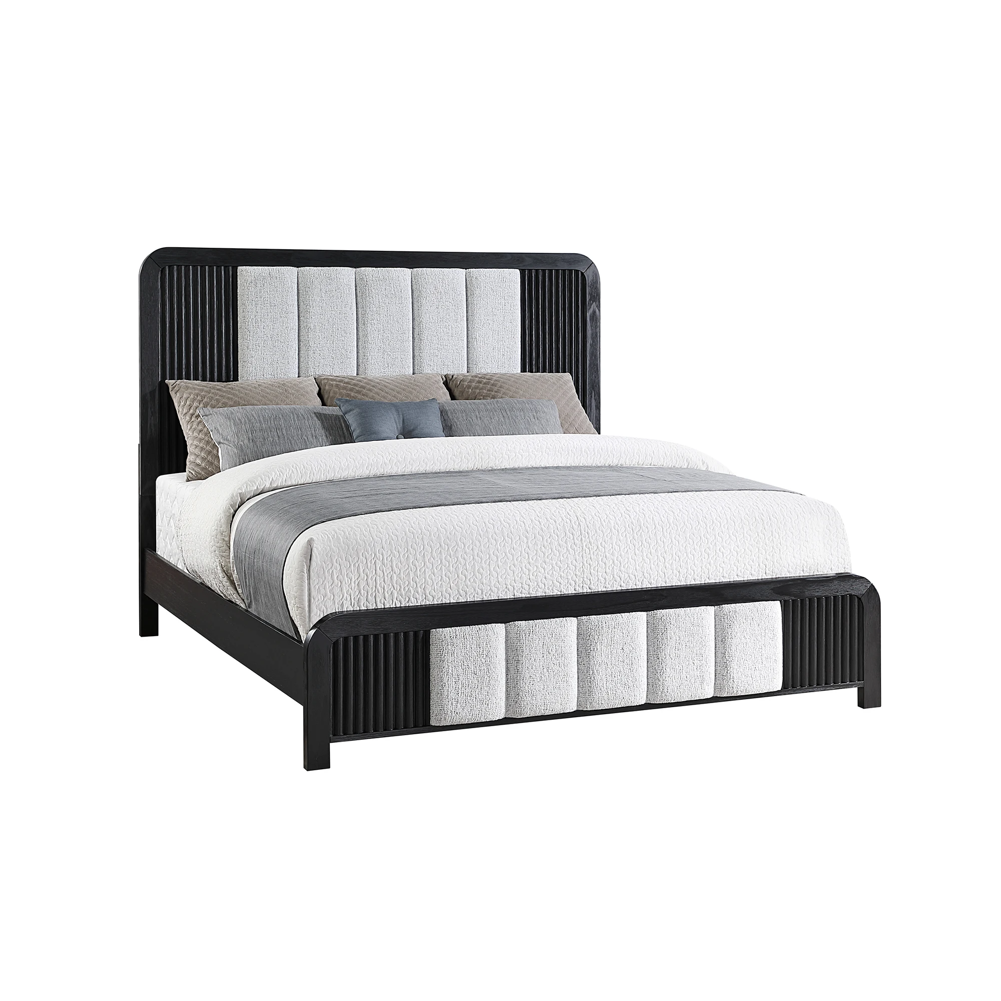 #Black And White 5PC Queen Convertible Wood Modern Bedroom Set
