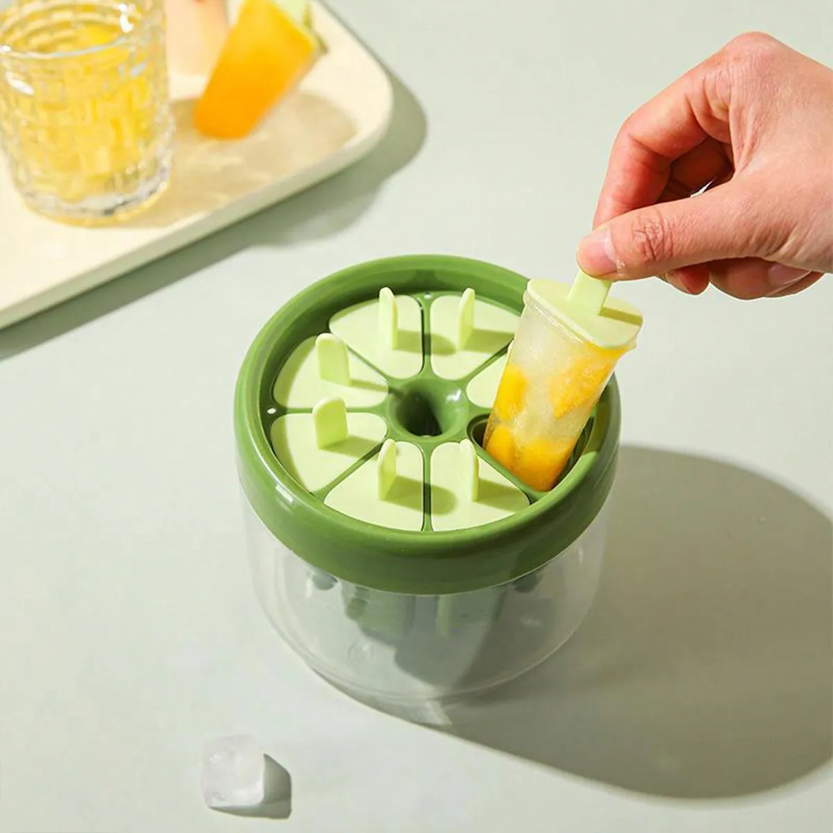 1pc 8-Grid Ice Cream Mold, Create Delicious Summer Treats With This Plastic Ice Cream Popsicle Mold!