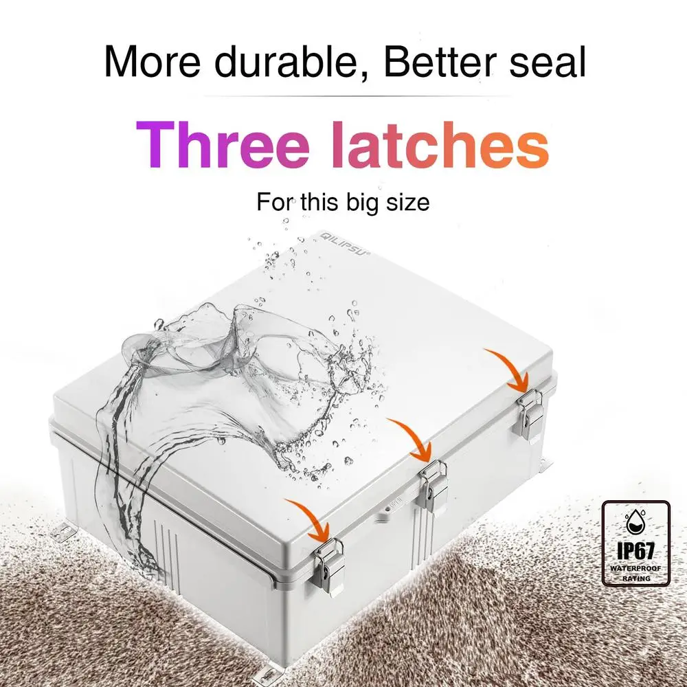 Adjustable Stainless Steel Pole Mounting Kits & Waterproof Electrical Junction Box 20"x16.1"x7.9 IP67 Weatherproof Design ABS