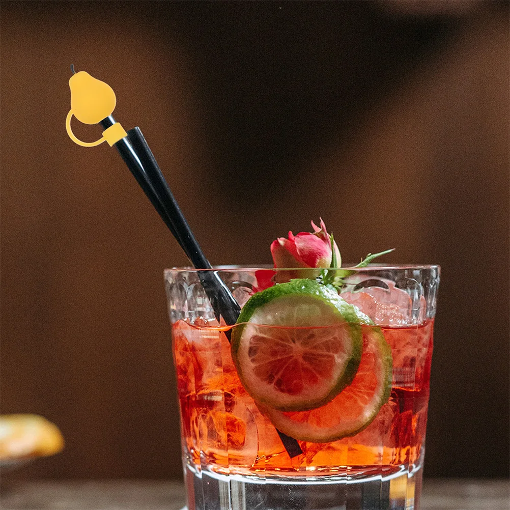 

6pcs Silicone Straw Covers Cap 6-8Mm Fruit Pattern Reusable Airtight Splashproof For Tumblers Outdoor Travel Kitchen Bar