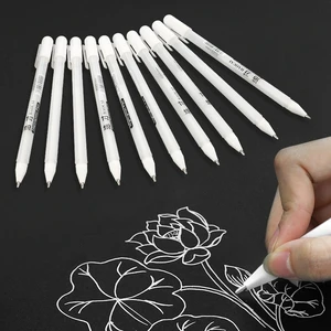 12 pièces/set Marqueur à peinture 0,8 mm Marqueur permanent Stylos graffiti Marqueur métallique Or Argent Blanc Stylo d’écriture Matériel d’art 10 meilleurs marqueurs blancs en vente - No 10