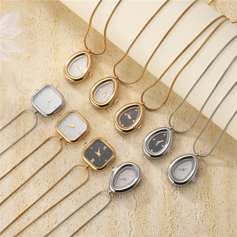 New High Quality Men's Women's Vintage Square Drop Stainless Steel Necklace Watch DIY Making Necklace Jewelry Gifts Wholesale