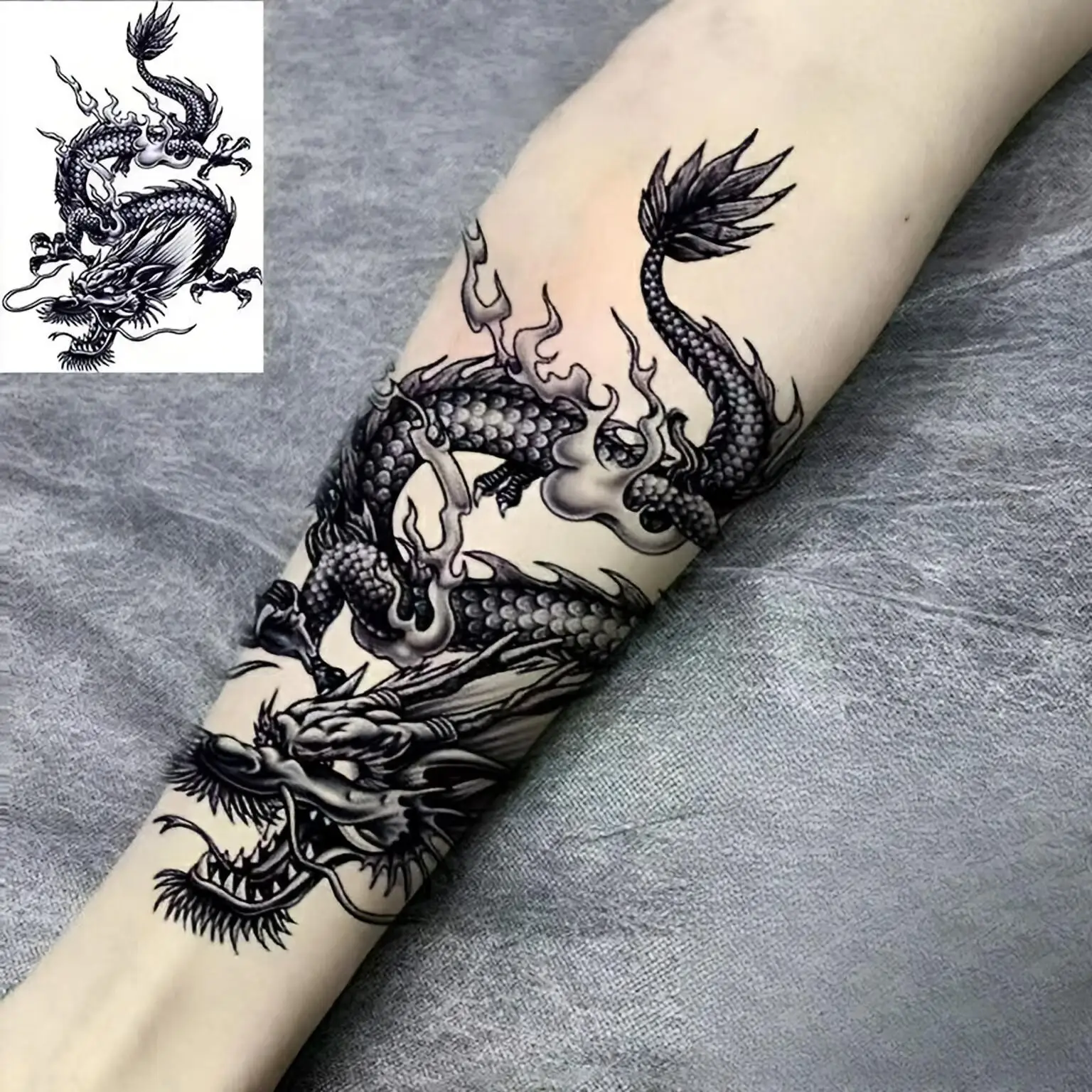 

Flame Dragon Temporary Tattoo Stickers,Fake Tattoo Waterproof,Long-Lasting 15 Days,Arm Body Art,Semi-Permanent Magic tattoo