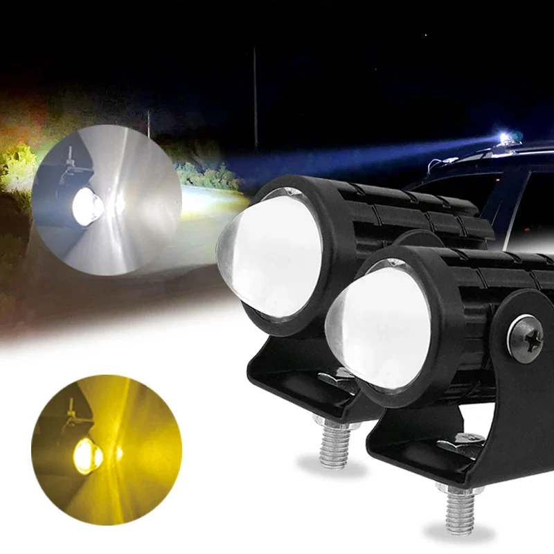 

Universal Motorcycle Head Light Dual Color Work Spot Lamp Car Truck SUV Headlight White Yellow Fog Lamp Auto Moto Accessories