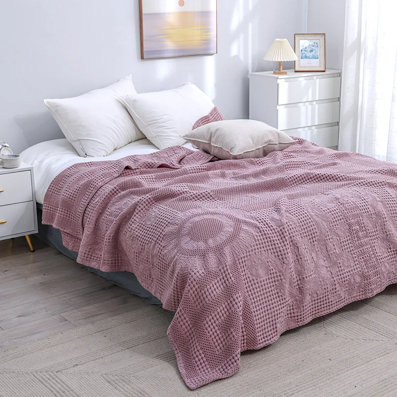 Honeycomb Waffle Cotton Blanket, Japanese Bedspread, 200*230 Pillowcase, 50*75 cm