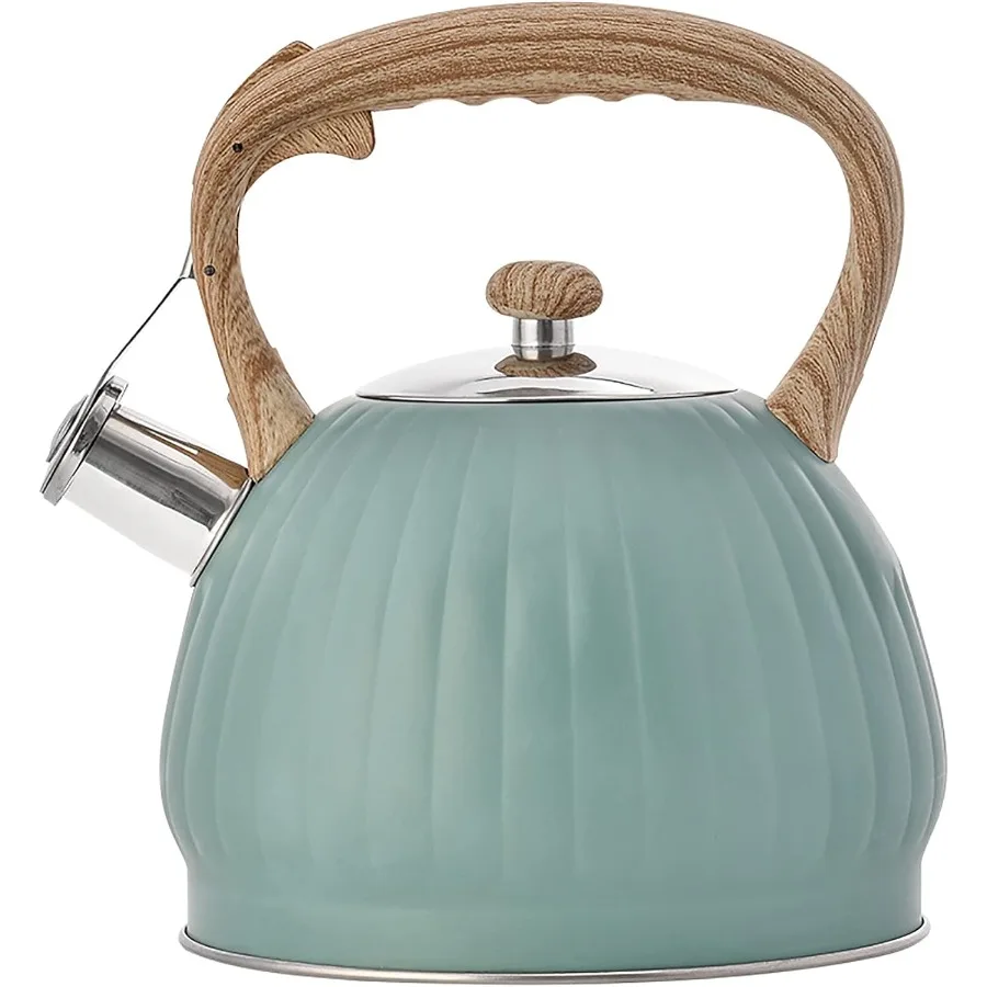 

Чайник из нержавеющей стали с громким свистом и антитепловой ручкой под дерево для приготовления чая и кофе, 3,7 литра, 3,5 л C