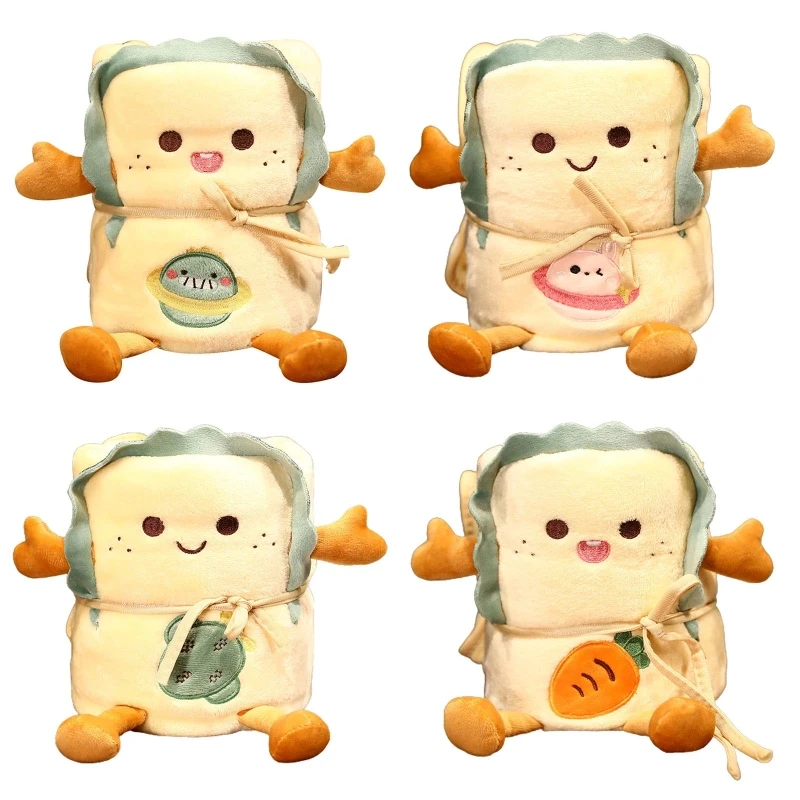 

Cartoon Toast Blanket Portable Flannel Roll Blanket Single Person