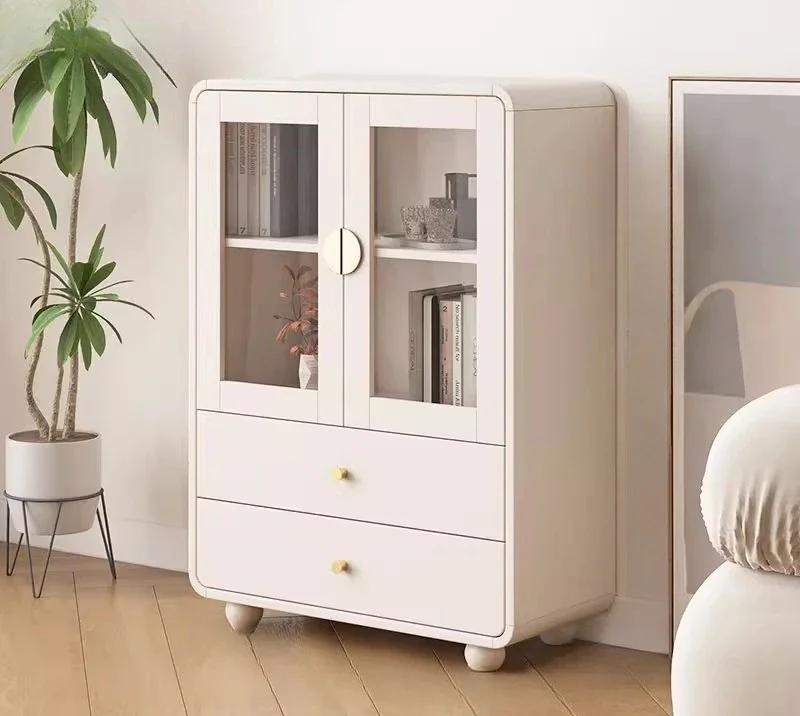A  Solid wood bookcase Household children's locker Cream wind living room locker