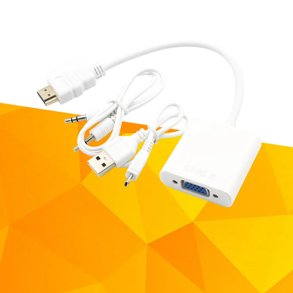 

To Adapter 1080P Converter With Audio Support To Vga Output Cable Plug Play For Pc Laptop Projector Monitor Cable White