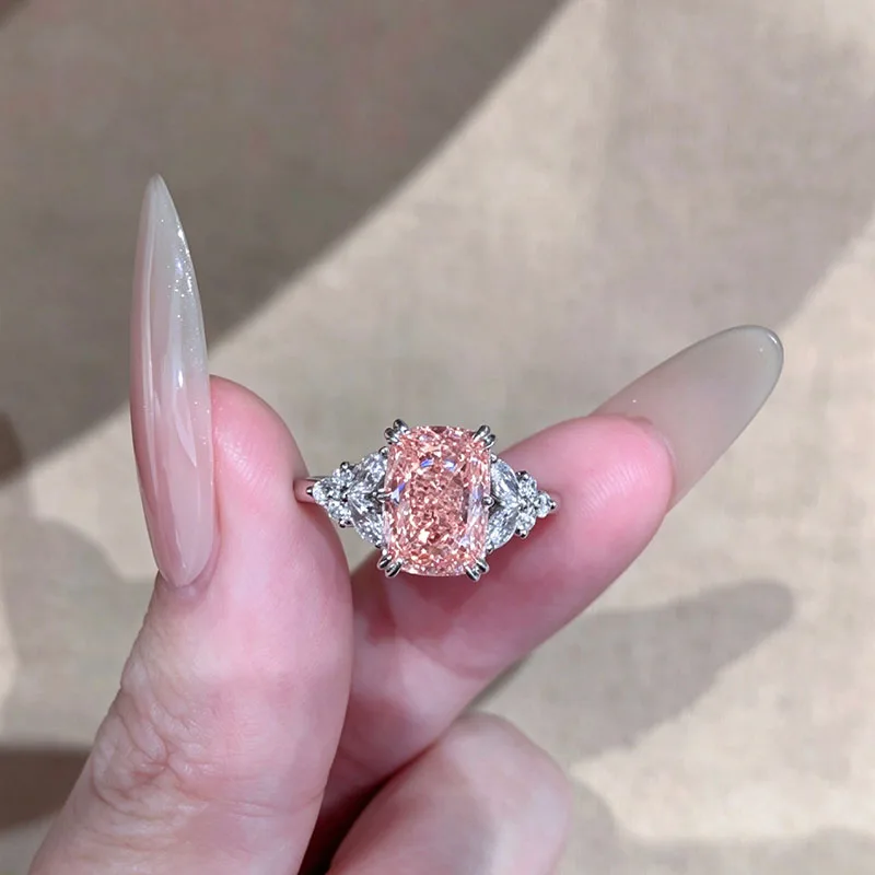 IGI Certified 2CT Elongated Cushion Fancy Pink Lab Grown Diamond VS-VVS Platinum 950 Engagement Ring Bridal Wedding Fine Jewelry
