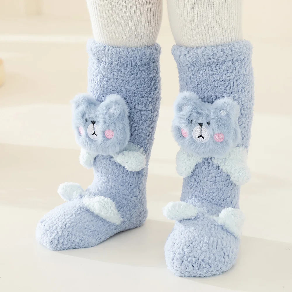 Kids Winter Anti Slip Long Socks With Print Children Boys Girls Toddler Baby Warm Kawaii Funny Cute Plush Fluffy Knee High Sock view 6