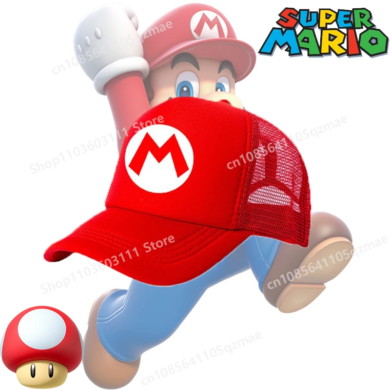 

Super Mario Bros. Mesh Hat Cartoon Figures Princess Peach Sunhat Personality Children's Sunscreen Sunshade Breathable Kids Gifts