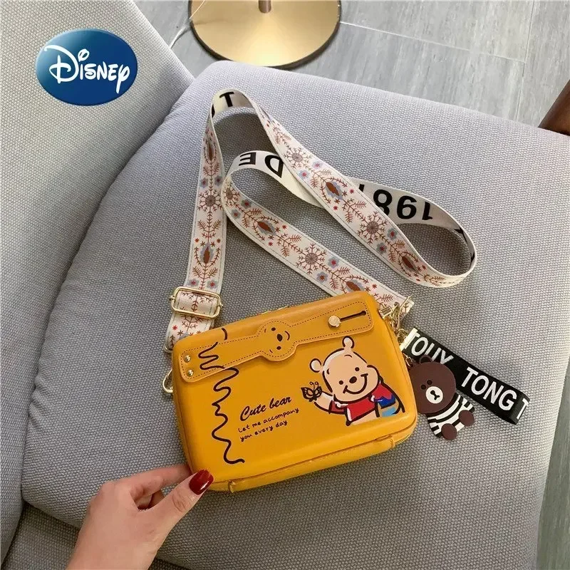 Disney Winnie The Pooh ใหม่ผู้หญิงหนึ่งไหล่ Crossbody กระเป๋าการ์ตูนน่ารักกระเป๋าสตรีแนวโน้มแฟชั่นสาวหนึ่งไหล่กระเป๋า