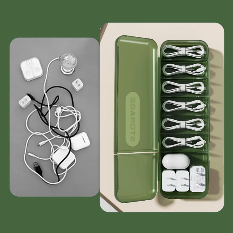 حافظة منظم كابلات البيانات الشفافة، منظم بطاقات مقاوم للغبار مع صندوق تجميع غطاء للمكتب والمنزل #4