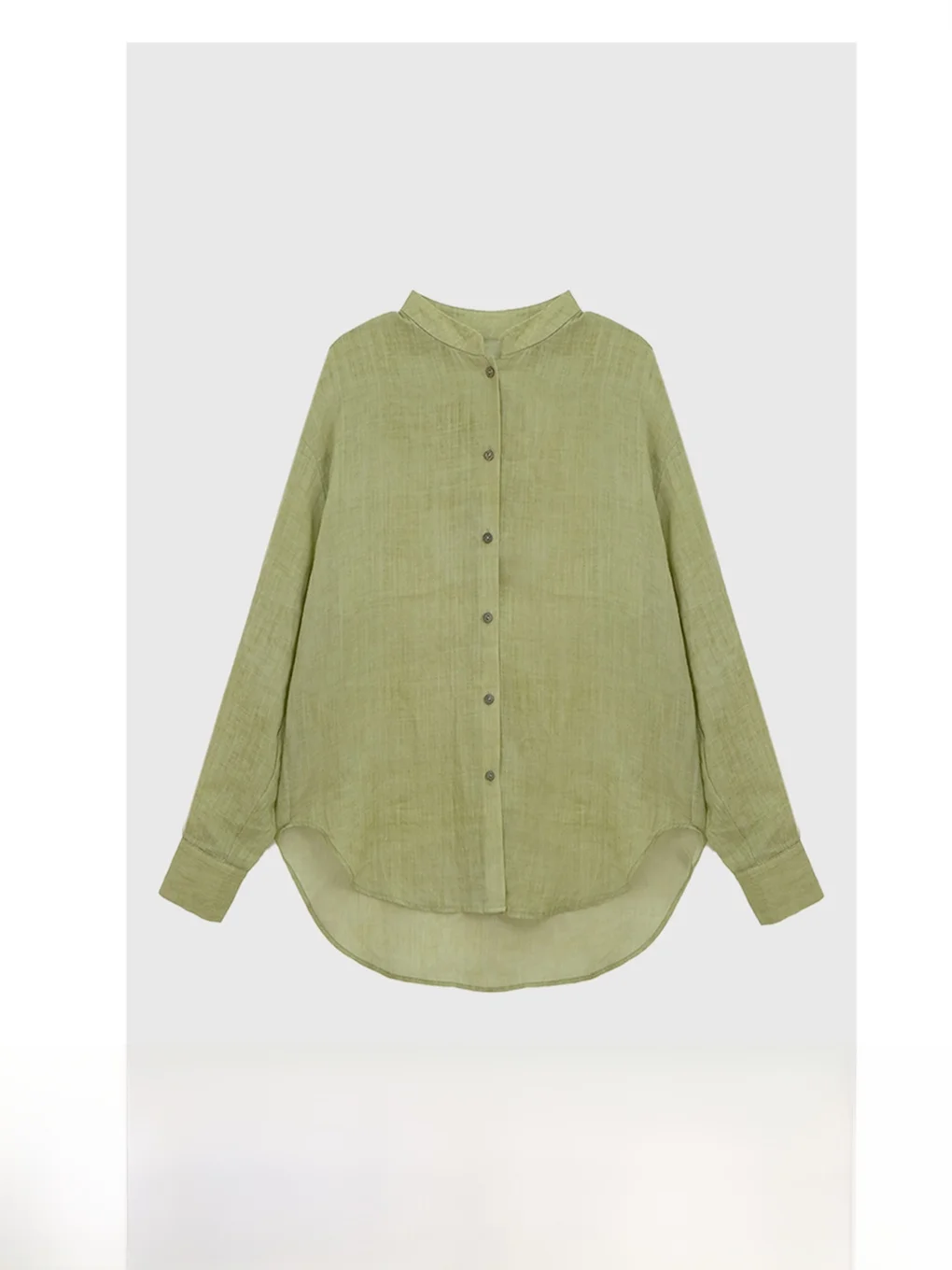 

Loose Women's Long Sve Linen irt Breathable Summer New Sle Air Conditioner Jaet Casual Sle Pure Color Stand Collar