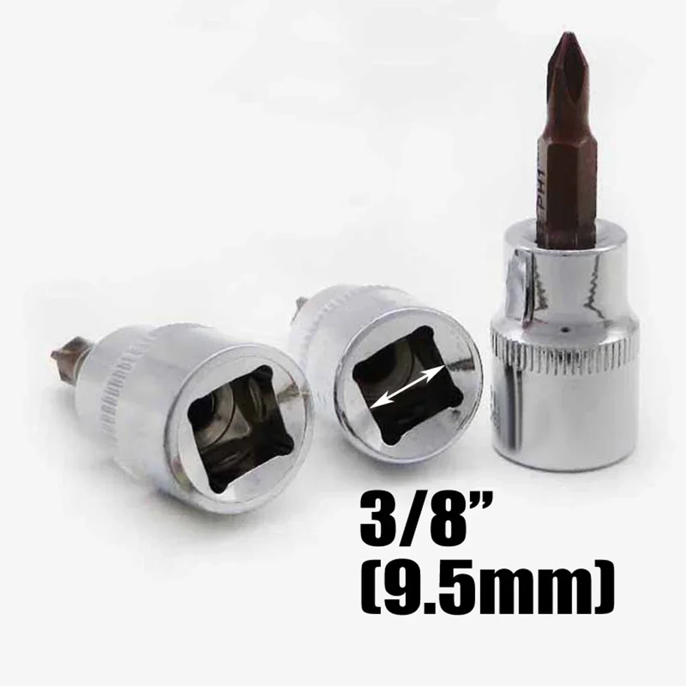 Destornillador adaptador de enchufe, llave de tubo de accionamiento cuadrado 3/8 PH1 PH2 PH3, broca cruzada para llave de trinquete, herramienta de mano, 1 ud.