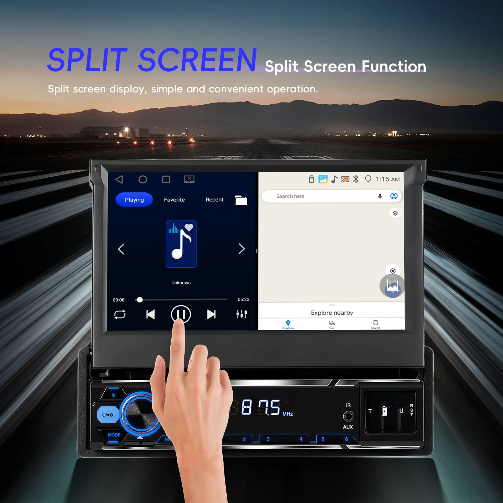 4 + 64G 1 الدين راديو السيارة 7 بوصة الوجه خارج HD لمس مشغل وسائط متعددة دعم Carplay أندرويد السيارات لتحديد المواقع ستيريو واي فاي ميرورلينك