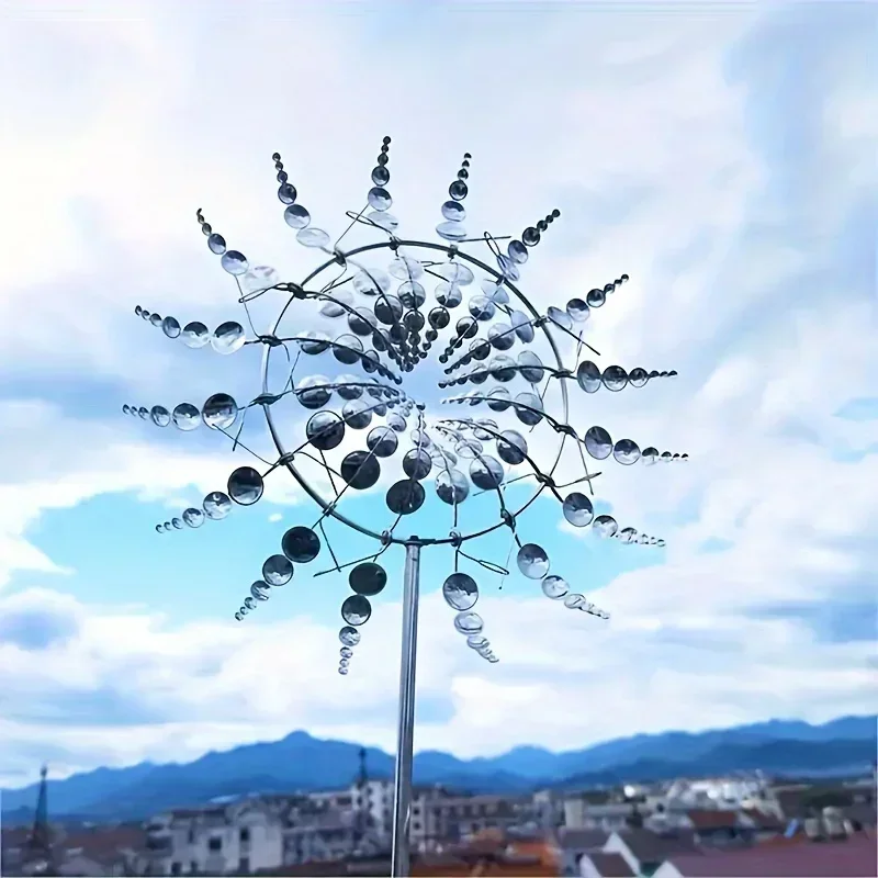 Metal Windmill Creative Courtyard Garden Lawn Decoration Unique Wind Collector Magical Kinetic Energy Metal Windmill Rotator