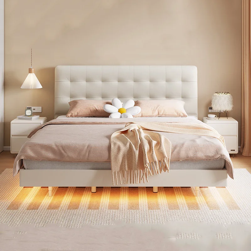 

White Cream Bed Luxury Design Interior Fashion Chinese Style Big Size Wooden Bed Beauty Cama Solteiro Lounge Suite Furniture