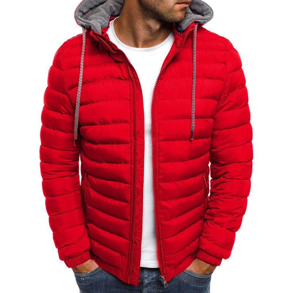 

Cold Weather Outing Mens Winter Jacket Warm Hooded Puffer Jacket Bubble Down Jacket Long Sleeve Polyester Fabric