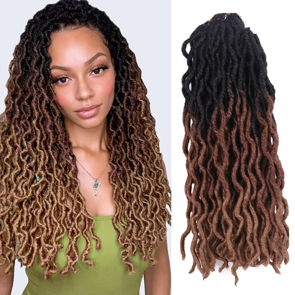 Gypsy Locs syntetyczna bogini Faux locs szydełkowe włosy miękkie warkocze dredy kręcone Twist plecionki włosy dla czarnych kobiet 18 pasm