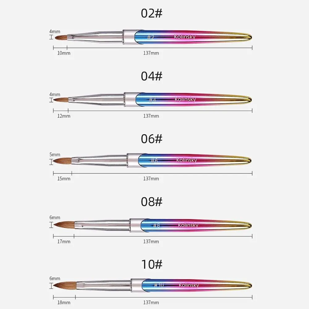 Brosse à poudre pour Salon de maison, bricolage, manche en cristal professionnel avec capuchon, brosse à ongles arc-en-ciel, brosse pour Nail Art, brosse à ongles en acrylique