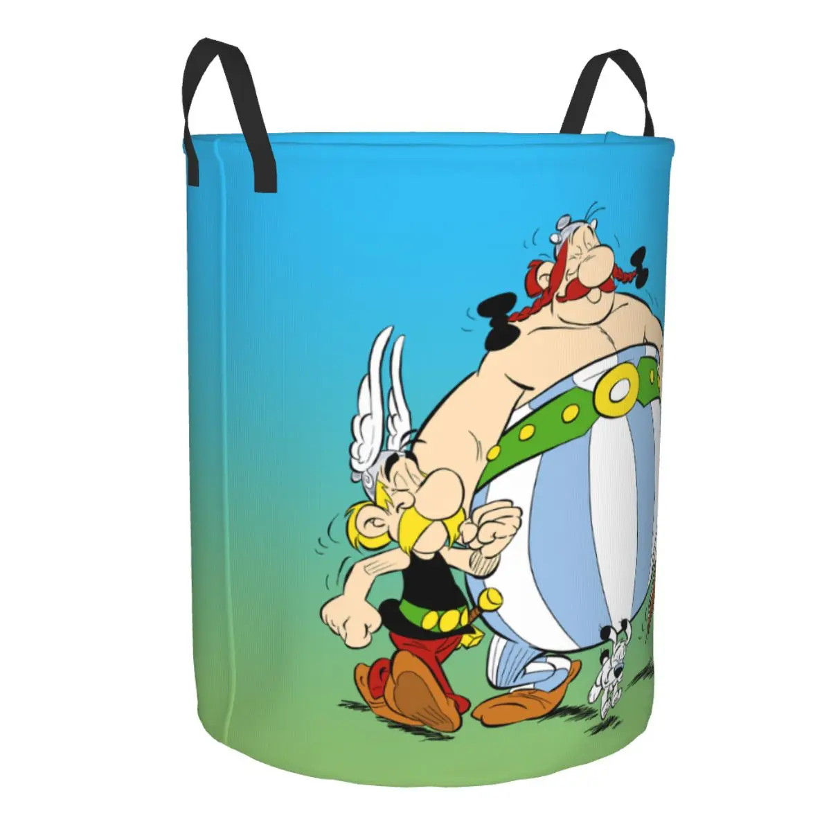 Custom Asterix And Obelix Laundry Basket Collapsible Adventure Manga Getafix Dogmatix Clothes Hamper for  Kids Toys Storage Bag