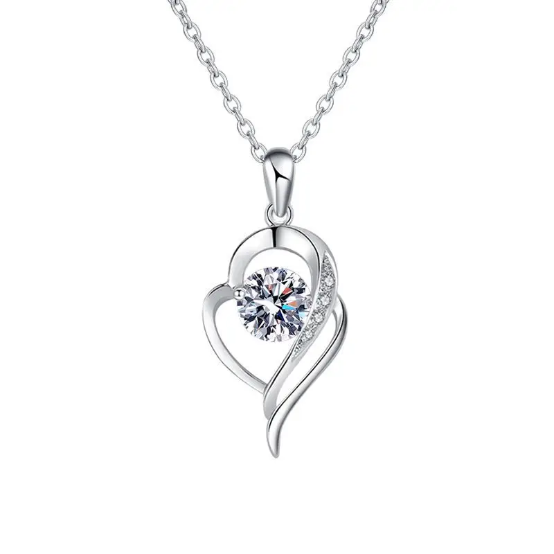 

Серебряное Ожерелье S925 пробы, подвеска из Mosang Stone в форме сердца в 1 карат, подвеска из высокоуглеродистого камня, подарок на день Святого Валентина