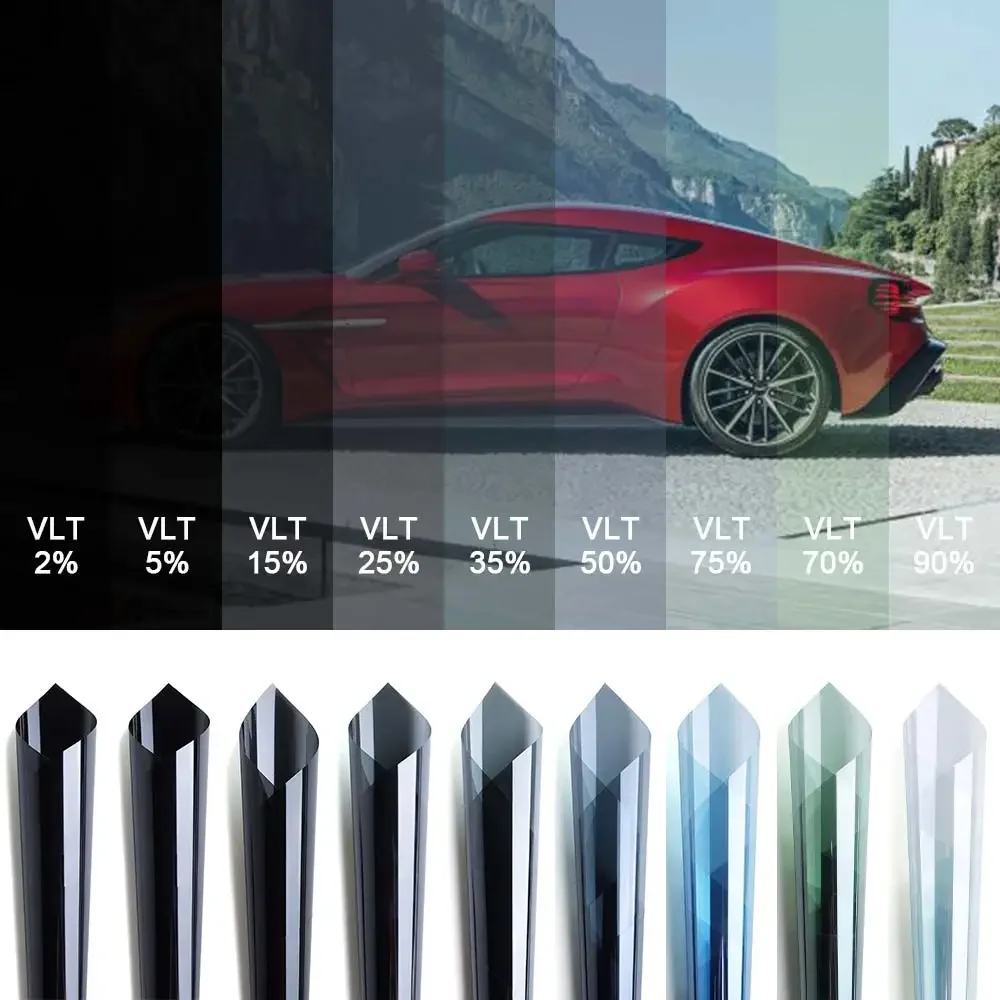 Colored Car Window Glass Nano Ceramic Solar Film Light Black Car Window Tone 5% 15% 35% 50% VLT Car Cheap Solar Film