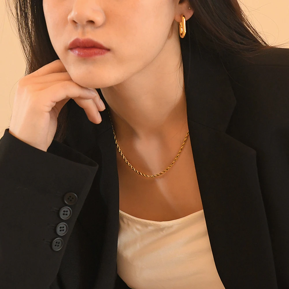 NY Fashion Gold Plated 3/4/5/6MM Stainless Steel rope Necklace Hip Hop Jewelry Men and Women Style Diversity