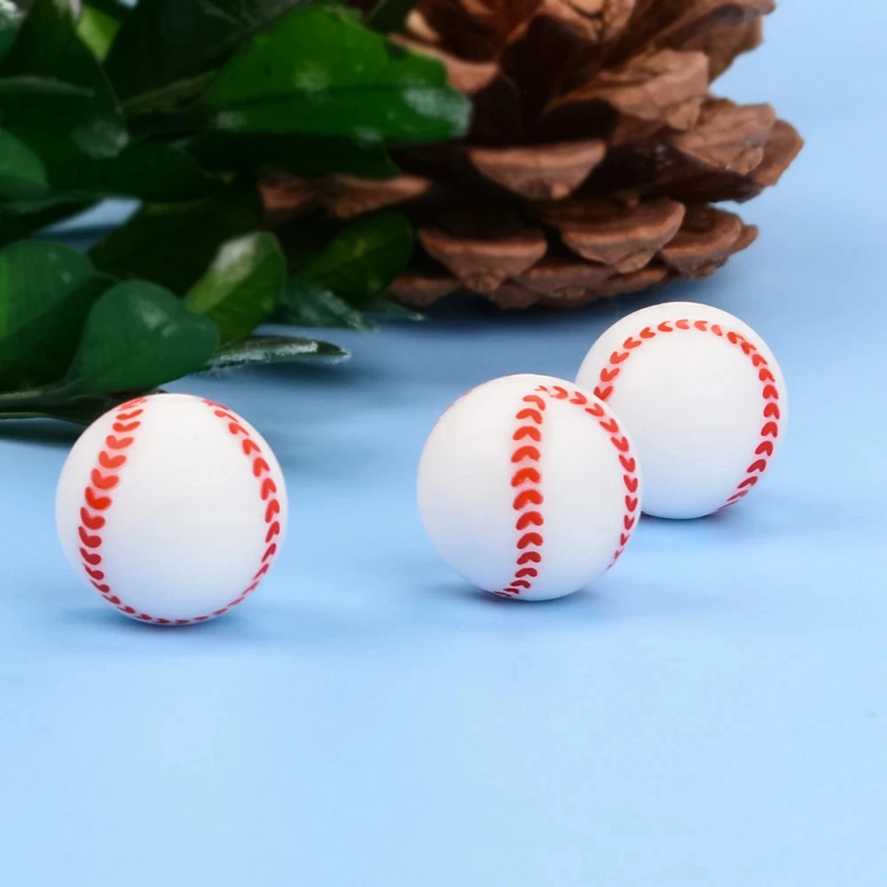 Lofca 15mm Silicone Beads Baseball 20pcs/Lot Silicone Soft Chew DIY Food Grade Oral Care Baby Teether Toy