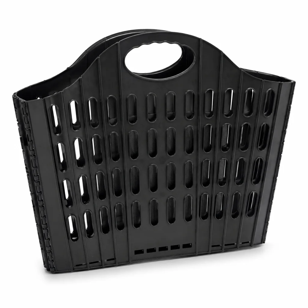 Fold‑Flat Laundry Hamper, Collapsible Ventilated Plastic Clothes Basket with Dual Handles, Space‑Saving Storage Bin for Apartment Dorm Bathroom