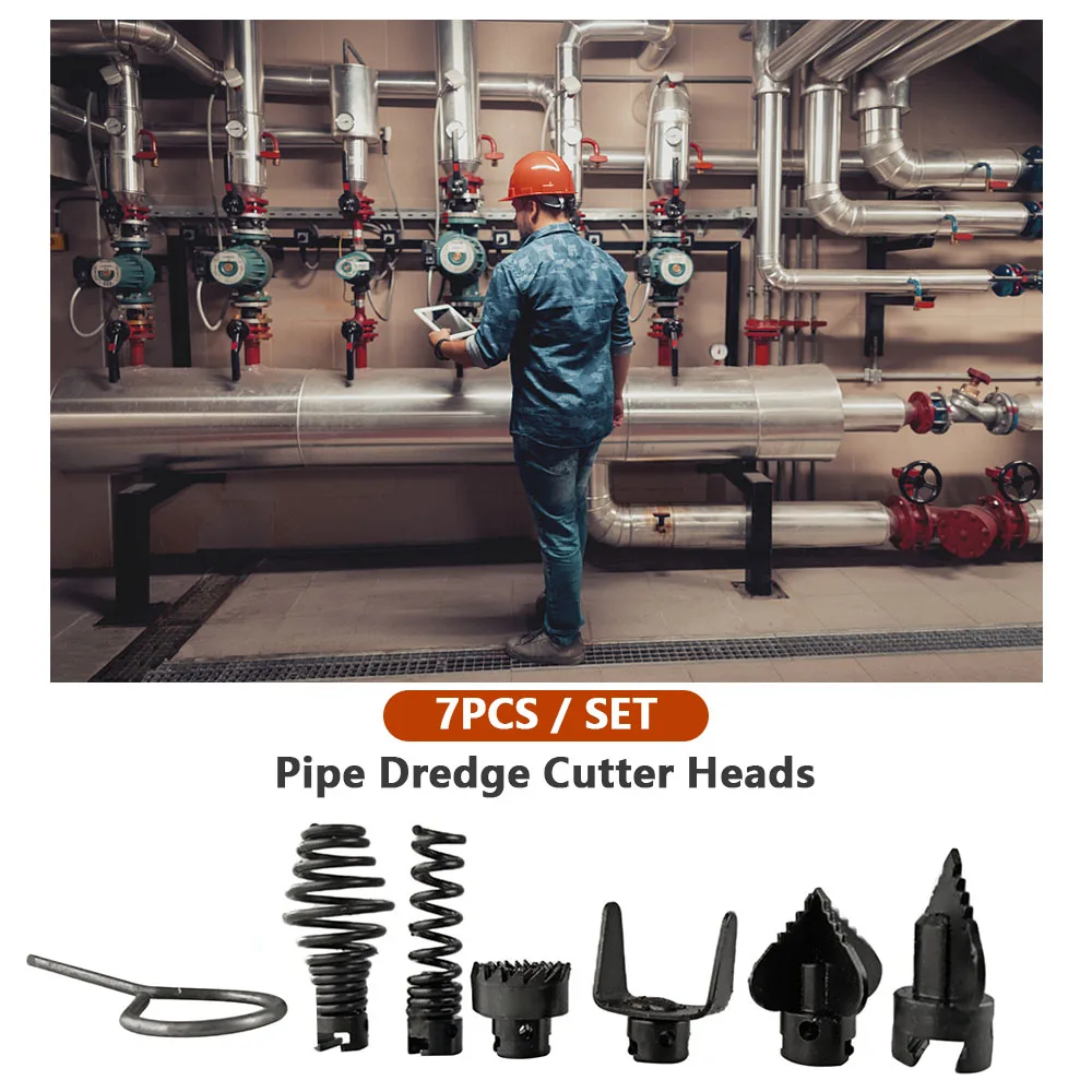 7Pcs 16mm Manganese Steel Drain Cleaner Machine Combination Cutter Head Set for Pipeline Dredging Machine Dredging Machine