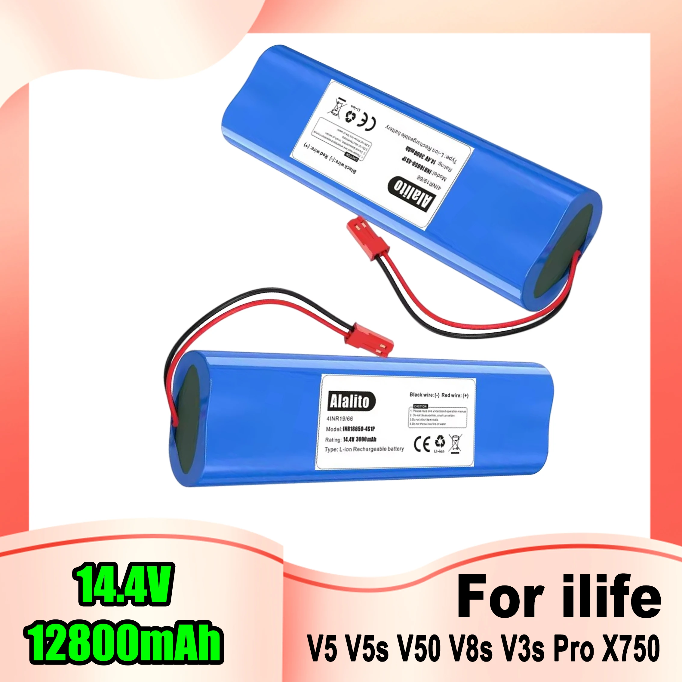 Batería de litio para Robot aspirador ILIFE, 14,8 V, 12800mAh, V3s Pro, V50, V5s Pro, V8s, V80 Max, B5 Max, S5 Pro, X750