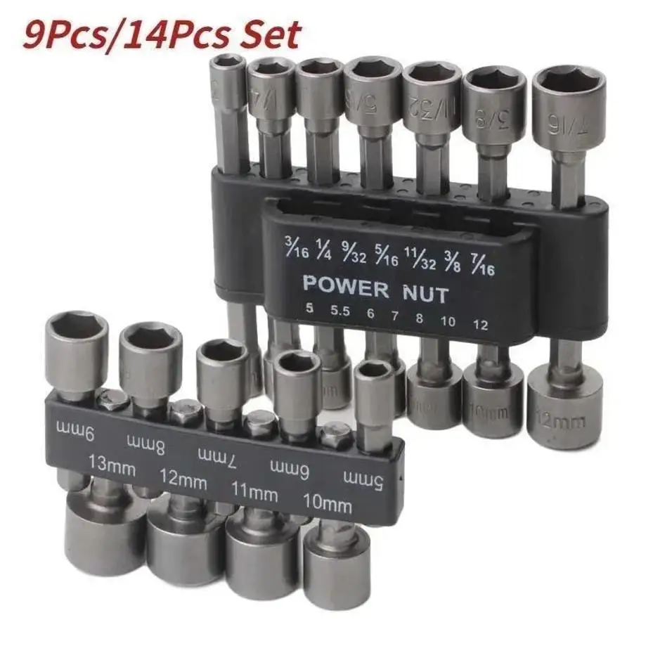 1 Set 5mm-13mm Hex Socket S Sleeve Power Nut Driver Drill Bit Set 1/4