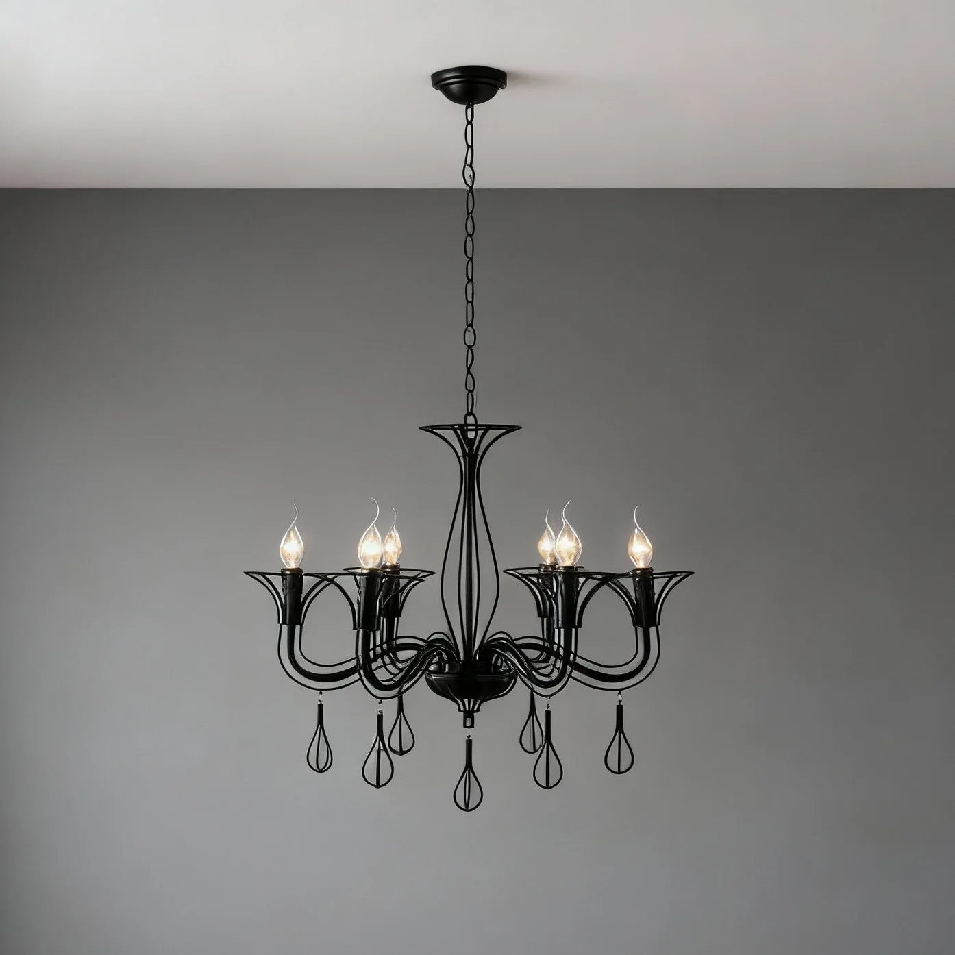 American Country Chandelier Iron LED Simple Farmhouse Industrial Style for Coffee Shop Bedroom Dining Room Candle Decor