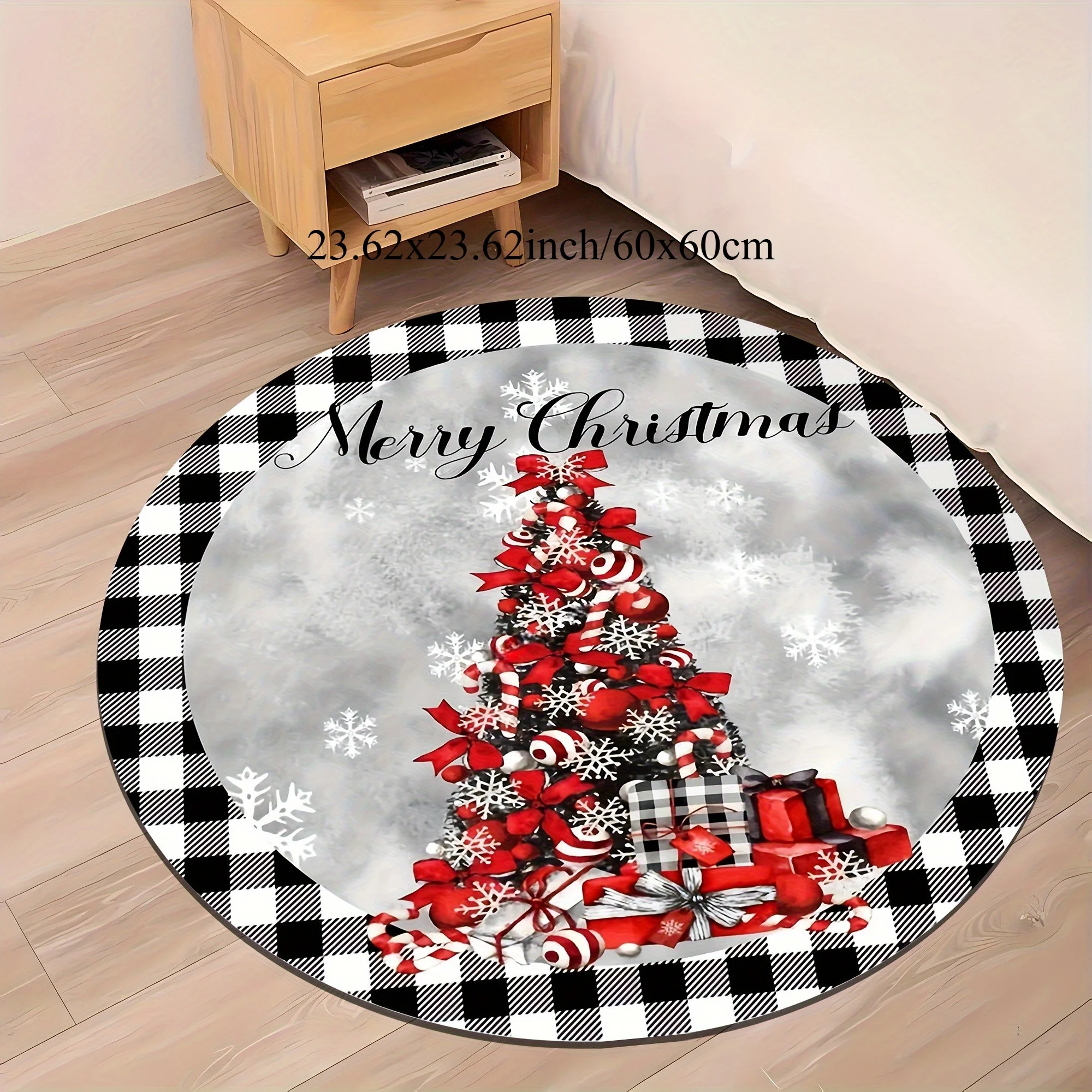 Romantic Pink Floral Tree Carpet For Christmas Bedroom Soft Girl Style Decorative Mat Non Slip Round Rug