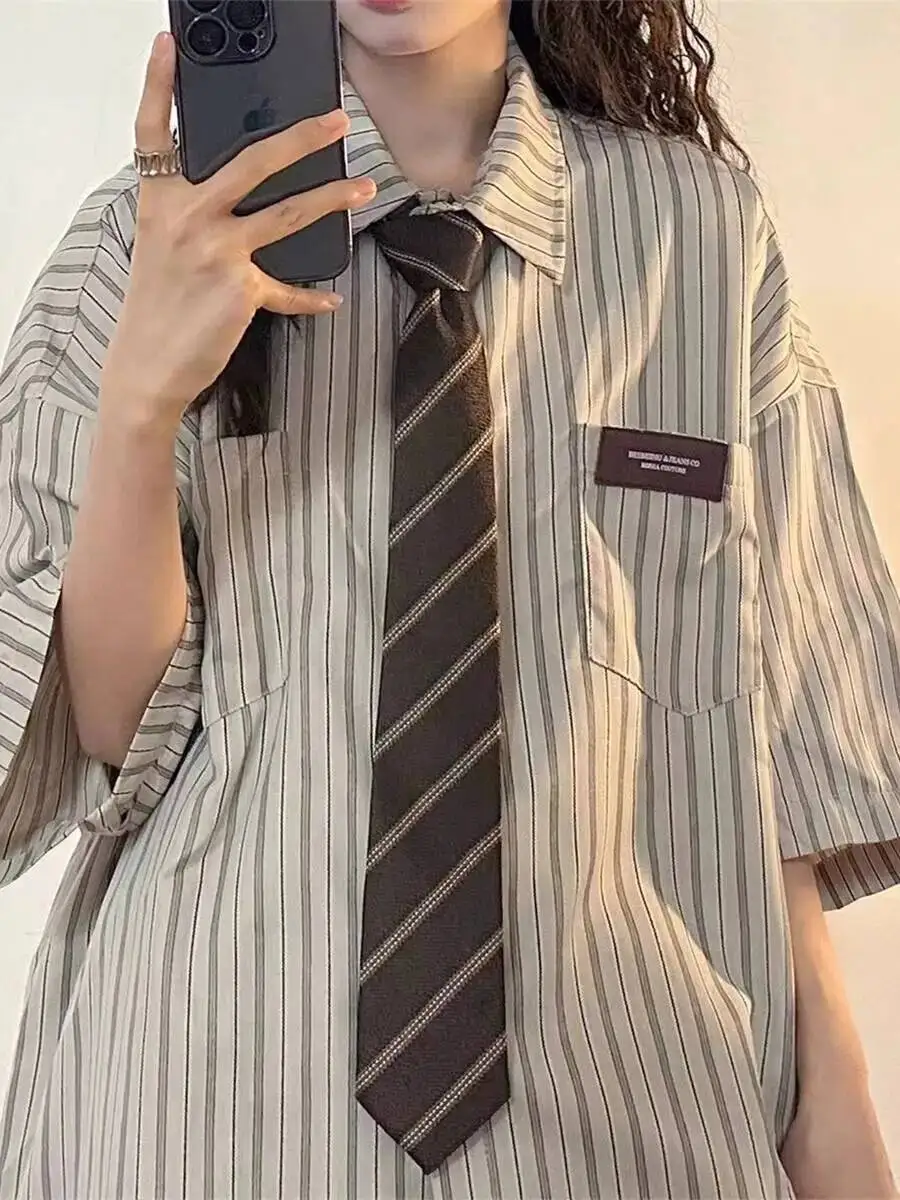 Japan Fashion Short Sleeve Girl Shirt Women New Spring/Summer College Slim Bowtie Blouse JK Top School Uniform