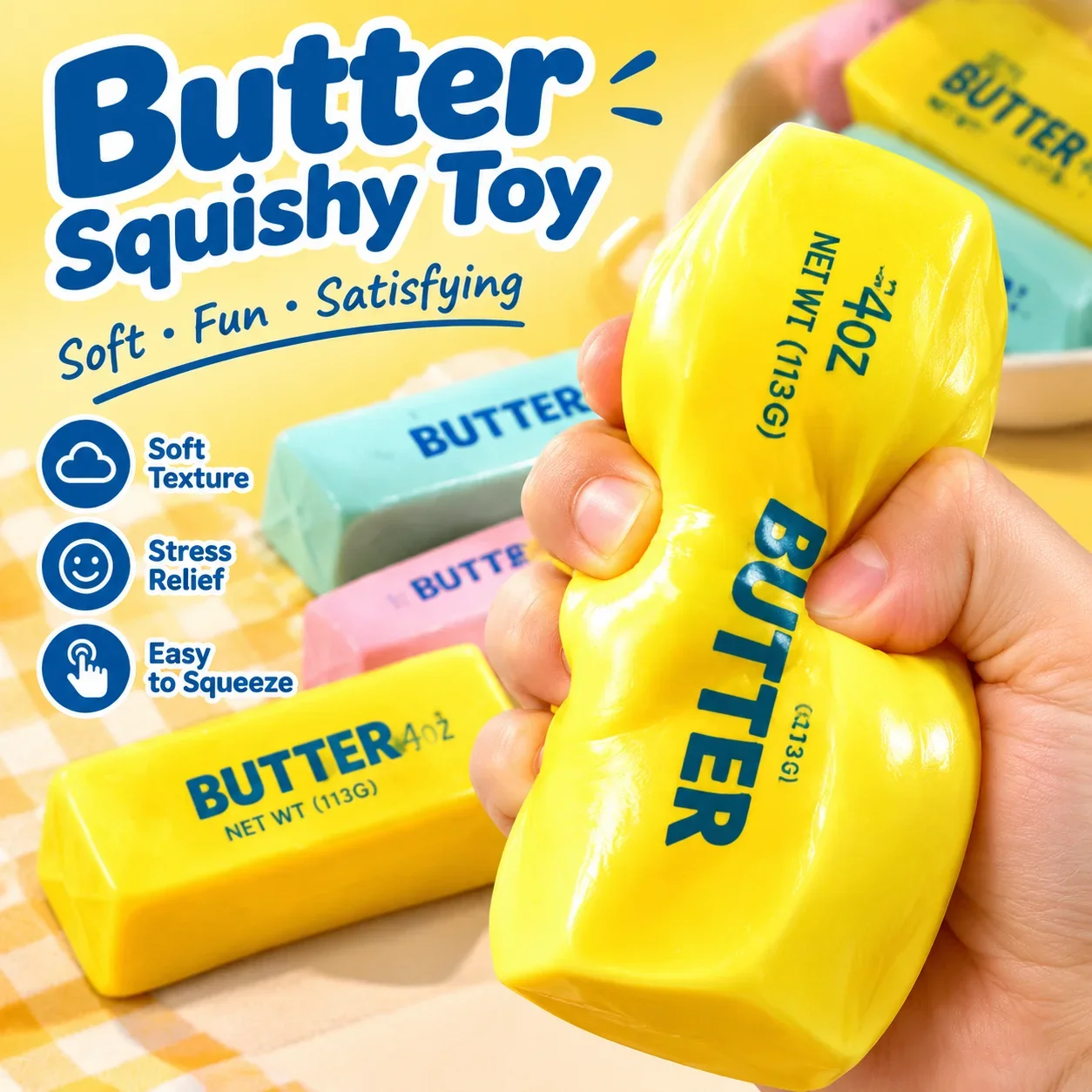 Vaseline Butter Stick Squishy Toy Moldable Stress Relief Butter Bar Soft Squeeze Vent Toy Factory Direct Supply Stress Reliever